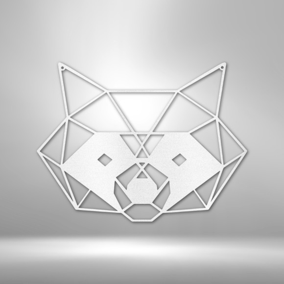 Geometric Raccoon Steel Sign Laser Cut Powder Coated Home & Office Metal Wall De